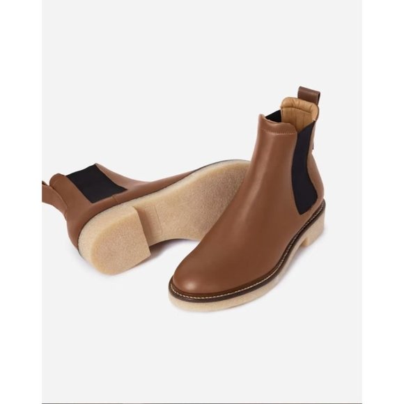 Everlane The Italian Leather Chelsea Boots in Tobacco New Womens Booties - Picture 3 of 13